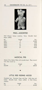 "KNICKERBOCKER TOY CO. 1935 PRICE LIST" RETAILER'S CATALOG WITH DISNEY CONTENT.