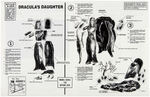 AURORA “DRACULA’S DAUGHTER” FANTASY BOX, INSTRUCTION SHEET AND ORIGINAL ARTWORK FOR SHEET.