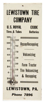 "LEWISTOWN TIRE COMPANY" ADVERTISING THERMOMETER.