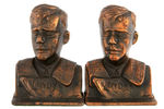 CHARLES LINDBERGH BRONZE MEDALLION DISPLAY & BOOKENDS.