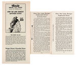 "HOW THE LONE RANGER CAPTURED SILVER" SILVERCUP BREAD PREMIUM STORY BOOKLET FOLDER PAIR.