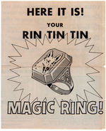 RARE INSTRUCTION FOLDER AND "RIN-TIN-TIN MAGIC PENCIL" THAT CAME WITH RING.