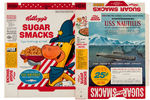 KELLOGG'S "SUGAR SMACKS" CEREAL BOX FLAT WITH U.S.S. NAUTILUS ATOMIC SUBMARINE MODEL PREMIUM OFFER.