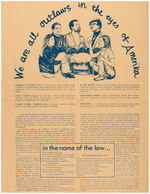 "WE ARE OUTLAWS IN THE EYES OF AMERIKA" POSTER WITH CLEAVER, ALPERT, BERRIGAN, BROWN AND DOHRN.