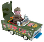 "BUMP ARMY CAR WITH POP UP SOLDIER" BOXED FRICTION TOY BY WAKASCO.