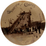 "SHOOTING THE CHUTES OMAHA 1898" TRANS-MISS.  EXPO BUTTON.