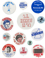 GROUP OF 22 UNCOMMON TO RARE TED KENNEDY BUTTONS COLLECTED BY JULIE POWELL.