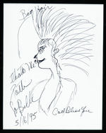 PATTI LaBELLE SIGNED & FRAMED SELF-PORTRAIT SKETCH.