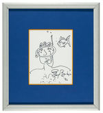 LLOYD BRIDGES SIGNED & FRAMED SELF PORTRAIT SKETCH.