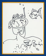 LLOYD BRIDGES SIGNED & FRAMED SELF PORTRAIT SKETCH.