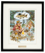 JACK DAVIS FRAMED "THE WORLD'S SMARTEST FISH" ORIGINAL CARTOON ART.