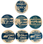 "WITH STANLEY IN AFRICA" SEVEN BUTTONS PROMOTING 1922 UNIVERSAL SERIAL.