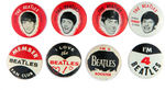 THE BEATLES COMPLETE 1964 BUTTON SET PLUS VENDING MACHINE INSERT PAPER.