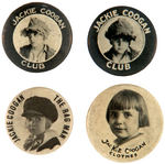 JACKIE COOGAN FIRST RENOWNED CHILD FILM ACTOR GROUP OF FOUR BUTTONS.