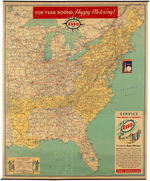1940 NEW YORK WORLD'S FAIR ESSO GASOLINE DEALER HANGING WALL MAP.