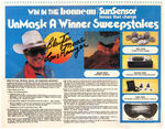 LONE RANGER BONNEAU SUNSENSOR SUNGLASSES SWEEPSTAKES DISPLAY & CLAYTON MOORE SIGNED CLIPPING.
