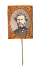 FREMONT UNLISTED 1864 CARDBOARD PHOTO IN BRASS SHELL WITH STICKPIN.