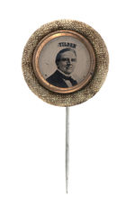 “TILDEN” FERROTYPE PORTRAIT WITH CLOTH RIM AND STICKPIN.