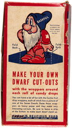 "SNOW WHITE AND THE SEVEN DWARFS" CURTISS CANDY DROPS BOX & WRAPPER SET.