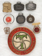 RAILROAD WATCH FOBS, NOVELTY ITEMS AND BIG 4” BUTTON.