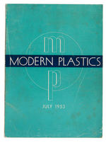 "MODERN PLASTICS" TRADE PUBLICATION WITH SPACE TOYS ARTICLE.