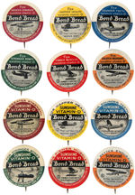 COMPLETE SET OF 12 AVIATION HISTORY BUTTONS ISSUED BY BOND BREAD.