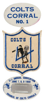 BALTIMORE COLTS TRIO OF FAN ITEMS NAMING “COLTS CORRAL.”