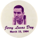 JERRY LUCAS DAY AND OSCAR ROBERTSON NIGHT PAIR OF SINGLE DAY ISSUE BUTTONS.