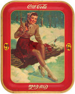 "DRINK COCA-COLA" 1941 SERVING TRAY WITH ICE-SKATING GIRL.