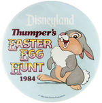 “DISNEYLAND THUMPERS EASTER EGG HUNT 1984” BUTTON.