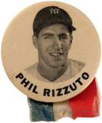 "PHIL RIZZUTO" NEW YORK YANKEES PORTRAIT BUTTON.