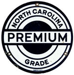 "NORTH CAROLINA - PREMIUM GRADE" PORCELAIN GAS PUMP SIGN.