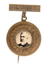 OUTSTANDING BLAINE REAL PHOTO MEDALLION ON STICKPIN NAMING “GARFIELD CLUB R.I.”