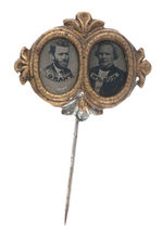 GRANT/WILSON STICKPIN WITH JUGATE FERROTYPES THAT INCLUDE THEIR NAMES.