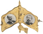 McKINLEY AND HOBART JUGATE PHOTOS WITHIN MECHANICAL FLAG BRASS PIN.