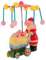 "SANTA CLAUS CART" BOXED WIND-UP CELLULOID TOY.