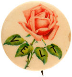 THEODORE ROOSEVELT ROSE REBUS 1904 CAMPAIGN BUTTON.