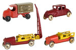 "TOOTSIETOY" 4-PIECE EARLY VEHICLE LOT.