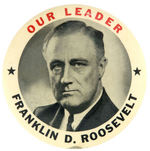 LARGE UNLISTED IN HAKE 3.5" ROOSEVELT PORTRAIT BUTTON.