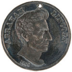 LINCOLN 1860 CAMPAIGN RAIL SPLITTER LARGER MEDAL WITH UNUSUAL PORTRAIT.