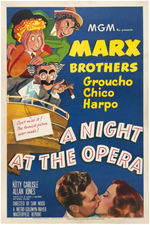 MARX BROTHERS "A NIGHT AT THE OPERA" LINEN-MOUNTED MOVIE POSTER.