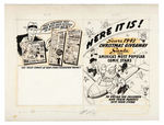 NEAR COMPLETE ORIGINAL ART FOR RARE SEARS CHRISTMAS COMIC BOOK AND PROMO FLYERS.