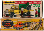 HUBLEY BOXED "PIPE TRUCK" & "FARM TRUCK AND TRACTOR" PAIR.