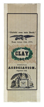 HENRY CLAY GLOSSY SILK  WITH COLOR ACCENTS 1852 MEMORIAL RIBBON.