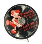 "PINOCCHIO VICTOR RECORDS" RARE ADVERTISING BUTTON.