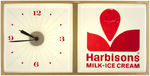 "HARBISONS MILK - ICE CREAM" ADVERTISING CLOCK/SIGN.