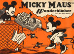 MICKEY MOUSE "MICKY MAUS" SWISS PROMOTIONAL ADVERTISING FLAG FOR PUBLICATIONS.