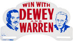 "WIN WITH DEWEY AND WARREN" 1948 JUGATE LICENSE PLATE HAKE #2001.