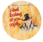 HUMPHREY BOGART LARGE AND GRAPHIC ANTI-DRUNK DRIVING BUTTON.