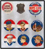 TWO LONE SCOUT ITEMS AND SEVEN BOY SCOUT BUTTONS.